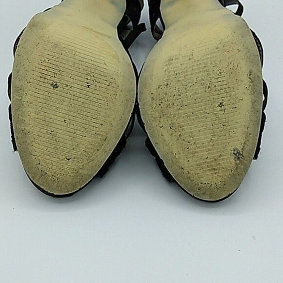 DEB Heels Shoes Size 8.5 Black Open Toe Strappy Lace Fabric - Picture 10 of 15